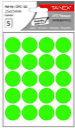 Tanex Etichete autoadezive rotunde, D25 mm, 100 buc/set, TANEX, verde (TX-OFC-132-GR)