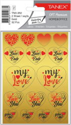 Tanex Stickere decorative, 2 file/set, TANEX Kids, inimi aurii (TX-35202)