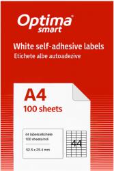 Optima Etichete aut OPTIMA Smart Etichete albe autoadezive 44/A4, 52.5 x 25.4 mm, 100 coli/top, Optima Smart (OP-444525254S)