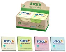 Hopax Notes autoadeziv 76 x 76 mm, hartie reciclata, 100 file, 12 buc/cutie, Stick"n - galben pastel (HO-21433)