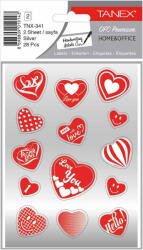 Tanex Stickere decorative, 2 file/set, TANEX Kids, inimi argintii (TX-34102)