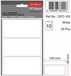 Tanex Etichete autoadezive, 48 x 100 mm, 30 buc/set, TANEX, alb (TX-OFC-124-WH)