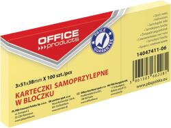 Office Products Notes autoadeziv 51 x 38 mm, 3 x 100buc/set, Office Products - galben pastel (OF-14047411-06)