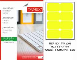 Tanex Etichete color autoadezive, 8/A4, 99.1 x 67.7mm, 25 coli/top, TANEX, galben fluorescent (TX-TW-2008-FYE)