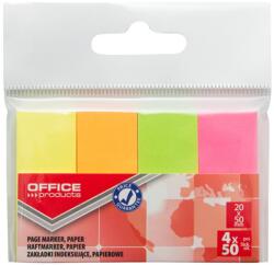 Office Products Notes autoadeziv 50 x 20 mm, 4 x 50buc/set, Office Products - 4 culori neon (OF-14215434-99)
