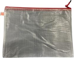 Optima - prod din plastic Mapa mesh PVC, pentru protectie documente A4, 280 microni, translucenta, cu fermoar rosu, Optima (OP-5110280A4-07)