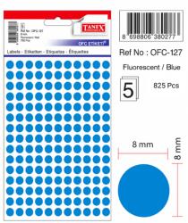 Tanex Etichete autoadezive rotunde, D 8 mm, 750 buc/set, TANEX, albastru (TX-OFC-127-BL)