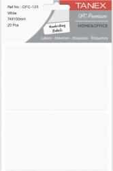 Tanex Etichete autoadezive, 74 x 100 mm, 80 buc/set, TANEX, alb (TX-OFC-125-WH)