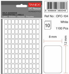 Tanex Etichete autoadezive, 8 x 12 mm, 1100 buc/set, TANEX, alb (TX-OFC-104-WH)