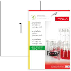 Tanex Etichete transparente autoadezive, 1/A4, 210 x 297mm, 25 coli/top, TANEX - colturi drepte (TX-TW-2000T)