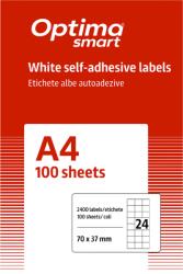 Optima Etichete aut OPTIMA Smart Etichete albe autoadezive 24/A4, 70 x 37 mm, 100 coli/top, Optima Smart (OP-424070037S)