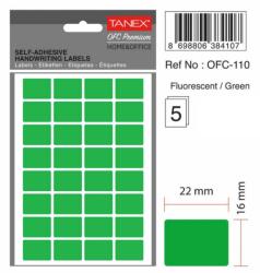 Tanex Etichete autoadezive, 16 x 22 mm, 160 buc/set, TANEX, verde fluorescent (TX-OFC-110-FGR)
