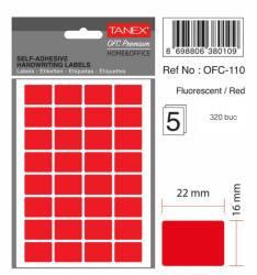 Tanex Etichete autoadezive, 16 x 22 mm, 160 buc/set, TANEX, rosu fluorescent (TX-OFC-110-FRE)