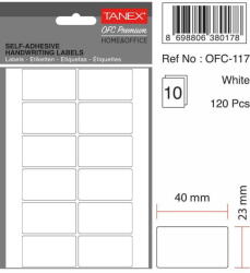 Tanex Etichete autoadezive, 23 x 40 mm, 120 buc/set, TANEX, alb (TX-OFC-117-WH)