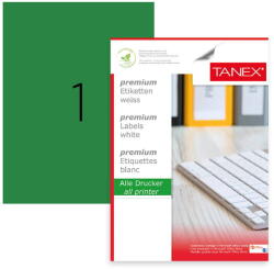Tanex Etichete color autoadezive, 1/A4, 210 x 297mm, 25 coli/top, TANEX, verde fluorescent (TX-TW-2000-FGR)