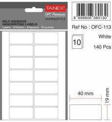 Tanex Etichete autoadezive, 19 x 40 mm, 140 buc/set, TANEX, alb (TX-OFC-113-WH)
