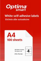 Optima Etichete aut OPTIMA Smart Etichete albe autoadezive 4/A4, 210 x 74.2 mm, 100 coli/top, Optima Smart (OP-404210742S)