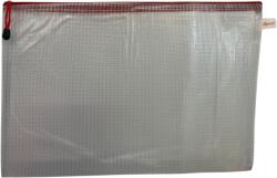 Optima - prod din plastic Mapa mesh PVC, pentru protectie documente A5, 280 microni, translucenta, cu fermoar rosu, Optima (OP-5110280A5-07)