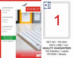 Tanex Etichete albe autoadezive, repozitionabile, 1/A4, 199.6x289.1mm, 25 coli/top, TANEX, colturi rotunj (TX-TW-2001R)
