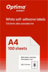 Optima Etichete aut OPTIMA Smart Etichete albe autoadezive 8/A4, 105 x 74 mm, 100 coli/top, Optima Smart (OP-408105074S)