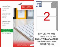 Tanex Etichete albe autoadezive, repozitionabile, 2/A4, 199.6x143.5mm, 25 coli/top, TANEX, colturi rotunj (TX-TW-2002R)