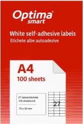 Optima Etichete aut OPTIMA Smart Etichete albe autoadezive 27/A4, 70 x 30 mm, 100 coli/top, Optima Smart (OP-427070030S)