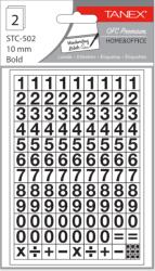 Tanex Etichete autoadezive cu cifre, 0-9, 2 folii/set, TANEX, 10mm regular (TX-STC502)