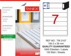 Tanex Etichete albe autoadezive, repozitionabile, 7/A4, 192.5x39mm, 25 coli/top, TANEX, colturi rotunjite (TX-TW-2107R)