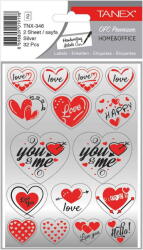 Tanex Stickere decorative, 2 file/set, TANEX Kids, inimi argintii (TX-34602)