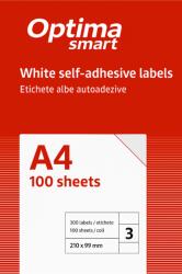 Optima Etichete aut OPTIMA Smart Etichete albe autoadezive 3/A4, 210 x 99 mm, 100 coli/top, Optima Smart (OP-403210099S)