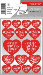 Tanex Stickere decorative, 2 file/set, TANEX Kids, inimi argintii (TX-34202)