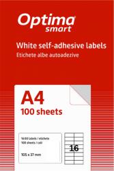 Optima Etichete aut OPTIMA Smart Etichete albe autoadezive 16/A4, 105 x 37 mm, 100 coli/top, Optima Smart (OP-416105037S)