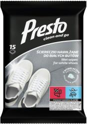 Presto nedves törlőkendők, fehér cipők tisztításához, 15 db