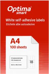 Optima Etichete aut OPTIMA Smart Etichete albe autoadezive 18/A4, 63.5 x 46.6 mm, 100 coli/top Optima Smart - colturi rotunjite (OP-418635466S)
