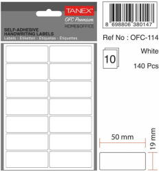 Tanex Etichete autoadezive, 19 x 50 mm, 140 buc/set, TANEX, alb (TX-OFC-114-WH)