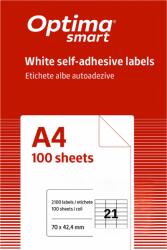 Optima Etichete aut OPTIMA Smart Etichete albe autoadezive 21/A4, 70 x 42.4 mm, 100 coli/top, Optima Smart (OP-421070424S)