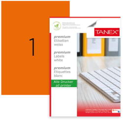 Tanex Etichete autoadezive, 1/A4, 210 x 297mm, TANEX, portocaliu fluorescent (TX-TW-2000-FOG)