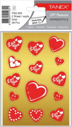 Tanex Stickere decorative, 2 file/set, TANEX Kids, inimi aurii (TX-35302)
