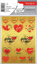 Tanex Stickere decorative, 2 file/set, TANEX Kids, inimi aurii (TX-35102)