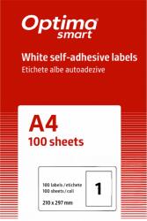 Optima Etichete aut OPTIMA Smart Etichete albe autoadezive 1/A4, 210 x 297 mm, 100 coli/top, Optima Smart (OP-401210297S)