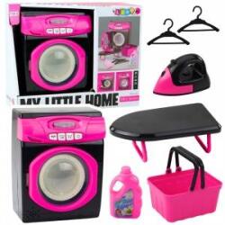 LEAN Toys Set of household appliances Interactive washing machine Sounds Accessories Black and Pink