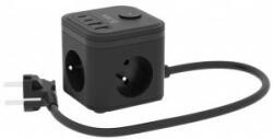 Kerg 3-outlet power strip + USB-A+USB-C charger 1.5m 3×1.5mm2 H05VV-F 16A/250V~ KERG Smart black