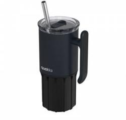 QUOKKA Umi - 720ml Stainless Steel Thermal Mug with Straw and Silicone Base (Black)