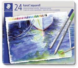 STAEDTLER Creioane acuarelă, set, hexagonale, cutie de tablă STAEDTLER "Karat® aquarell 125", 24 de culori diferite, 24 buc