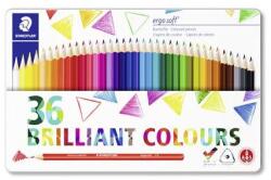 STAEDTLER Creioane colorate, set, triunghiulare, cutie metalică, STAEDTLER "Ergo Soft 157", 36 de culori diferite, 36 buc