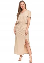 Moraj női maxi ruha, hosszú, hasítékkal, pamut, L INTL (MDW3200-003-BEIGE-L)