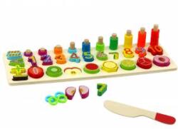 LEAN Toys Educational Set Sorter Wooden Board Learning Mathematics Fruit