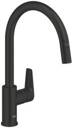 GROHE QuickFix StartEdge egykaros konyhai csaptelep elfordítható kifolyóval, matt fekete 305502430 (305502430)
