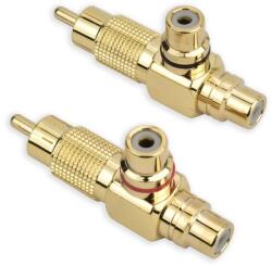 Phonocar 046711 RCA Y elosztó adapter aranyozott csatlakozóval 2 db-os készlet autóhifihez és otthoni rendszerekhez (046711)