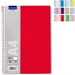 PAPERLAND Caiet cu spirala A4, 80 file, matematica, coperta plastic, PAPERLAND PP400 turcoaz
